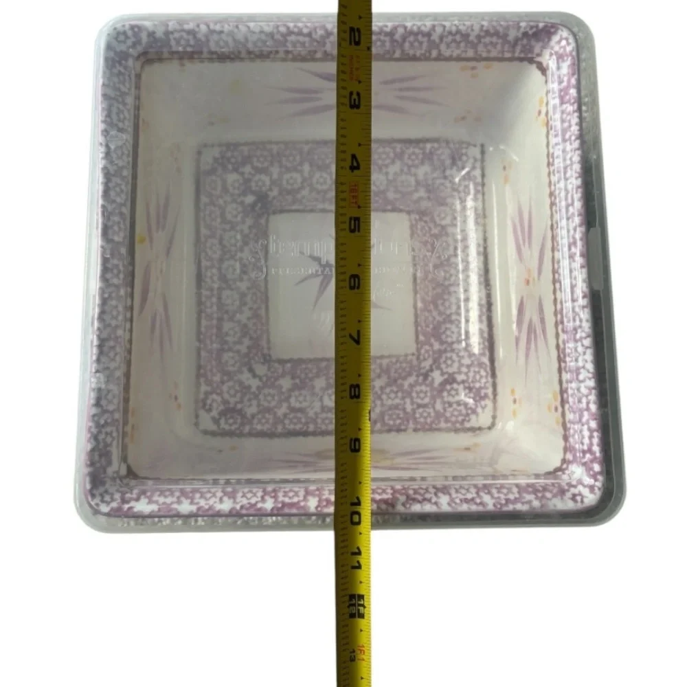 TempTations Pink and Cream Colored Old World Floral Pattern Ceramic Dish